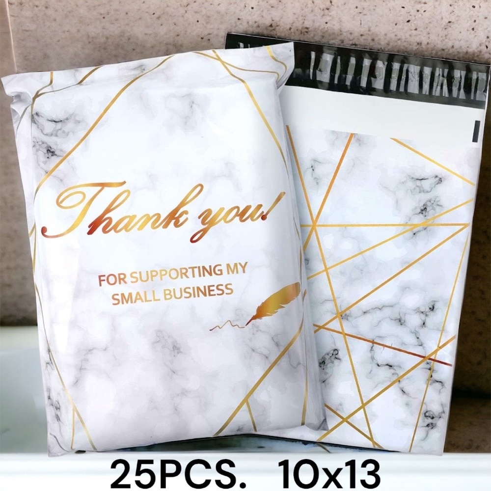 25 10X13 Poly Mailers Thank You Marble Shipping Envelopes Bags PRICE IS FIRM - Picture 5 of 10
